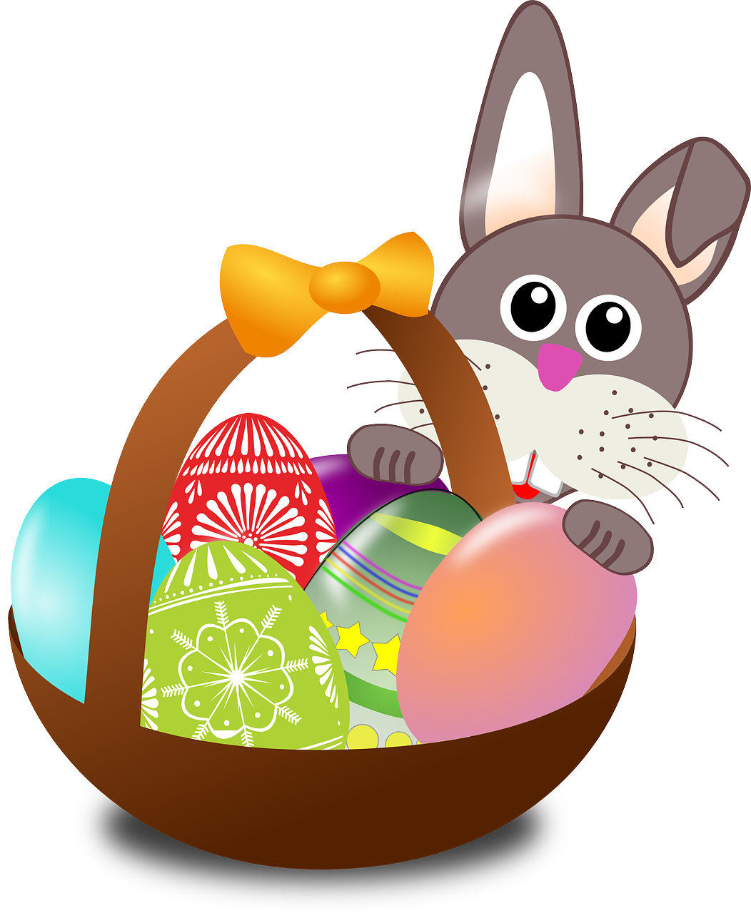 Easter Bunny Eggs Nest Basket  - OpenClipart-Vectors / Pixabay