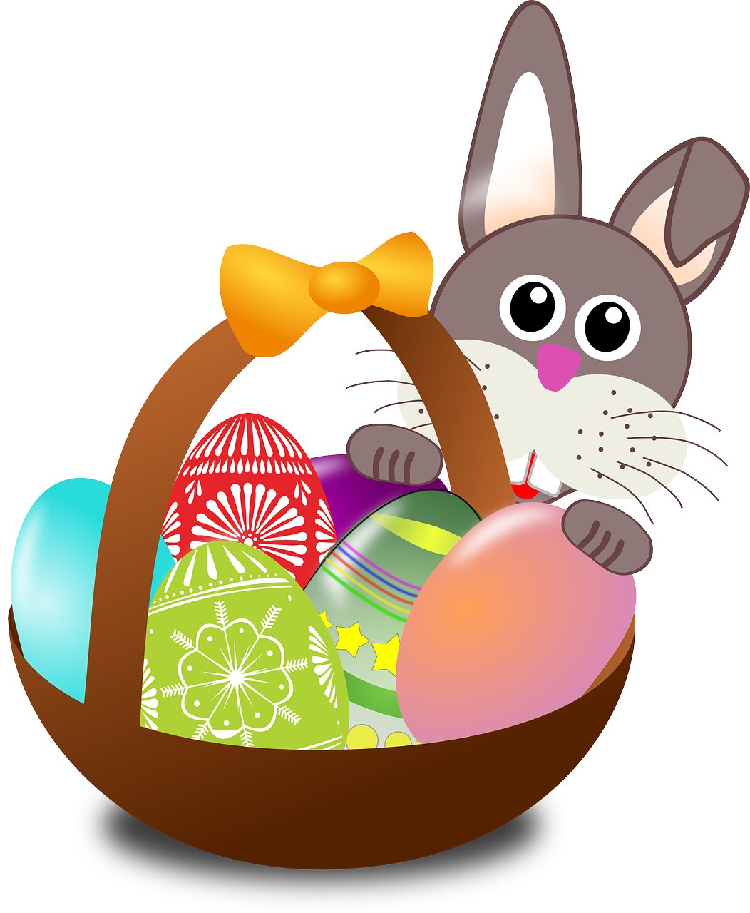 Easter Bunny Eggs Nest Basket - OpenClipart-Vectors / Pixabay